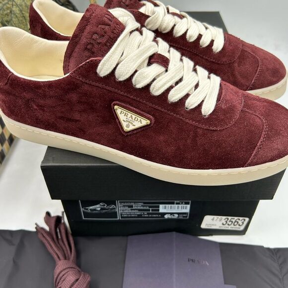 Men's Prada triangle logo suede sneakers size 8.5 US made in Italy - Picture 3 of 15